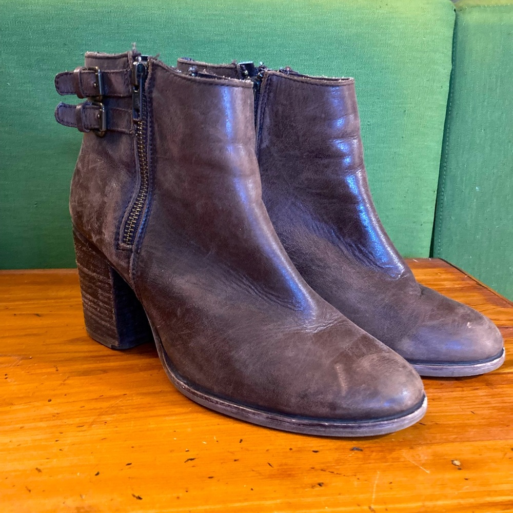 Brown leather boots